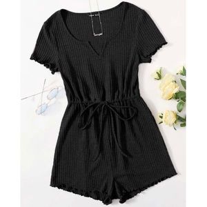 lettuce hem black romper